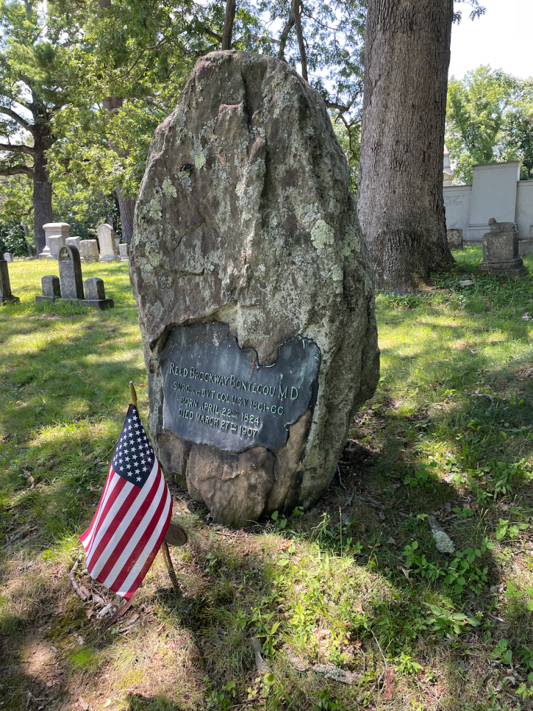 The gravestone of Reed Brockway Bontecou M.D. in Oakwood Cemetery, Troy, NY.